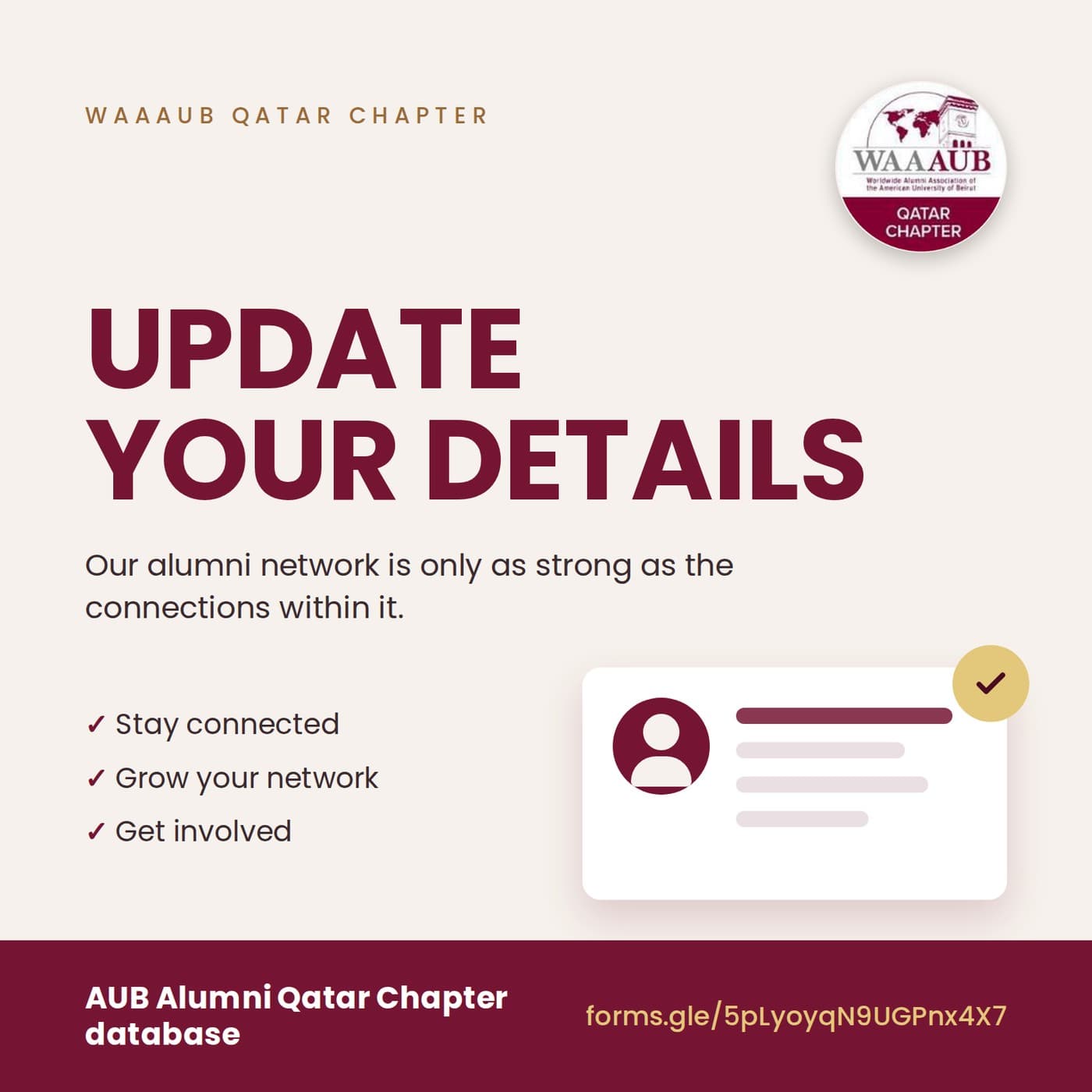 Update Your Details and Help Keep Our Network Strong